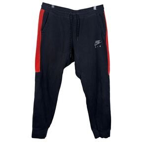 Nike Air Pants Mens XL Black Red Jogger Fleece Sweat Athletic Slim Fit Active